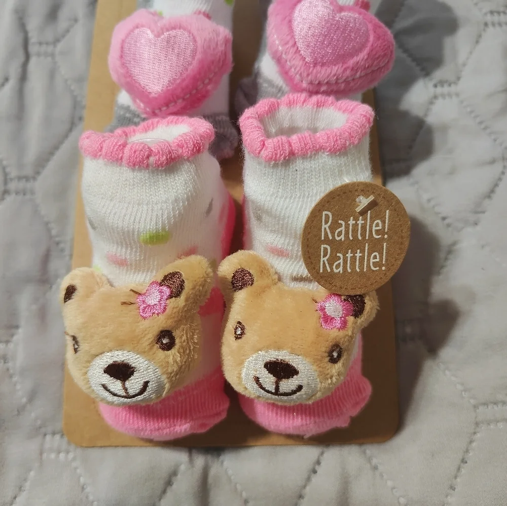 Baby Girl Rattle Booties Socks